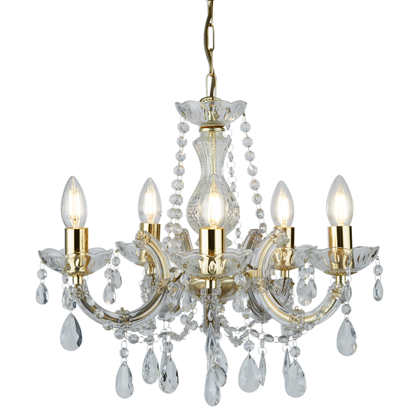 Kronleuchter Marie Therese V - Kristallglas / Stahl - 5-flammig