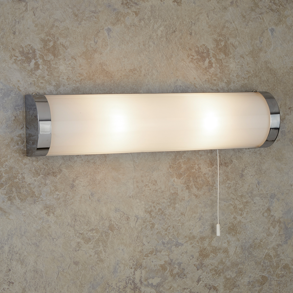 Badleuchte Poplar - Milchglas / Stahl - 2-flammig
