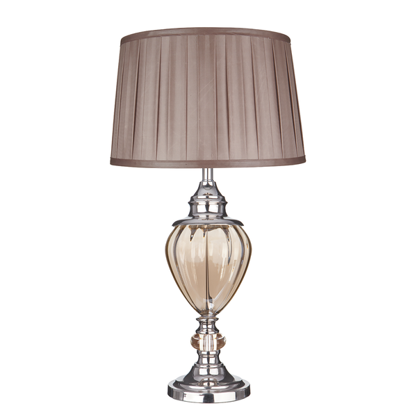 Tischleuchte Greyson - Mischgewebe / Glas - 1-flammig - Braun