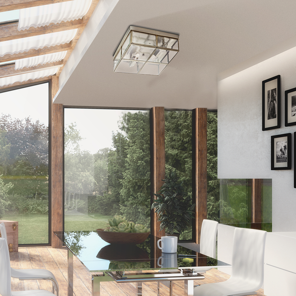 Deckenleuchte Flush I - Klarglas / Stahl - 2-flammig - Gold