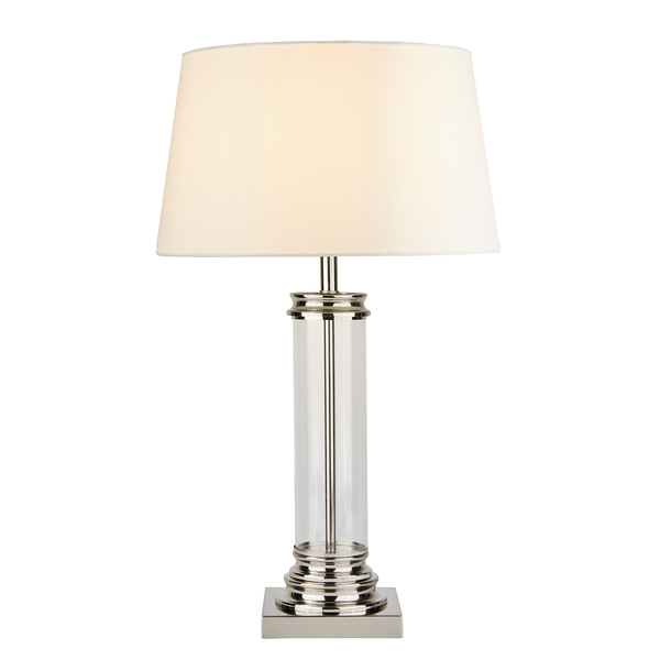 Tischleuchte Pedestal - Mischgewebe / Stahl - 1-flammig - Silber