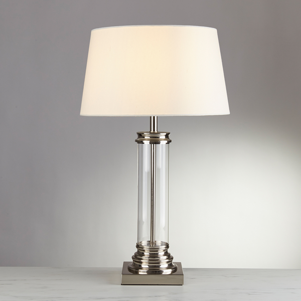 Tischleuchte Pedestal - Mischgewebe / Stahl - 1-flammig - Silber