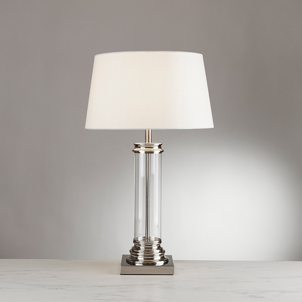 Tischleuchte Pedestal - Mischgewebe / Stahl - 1-flammig - Silber