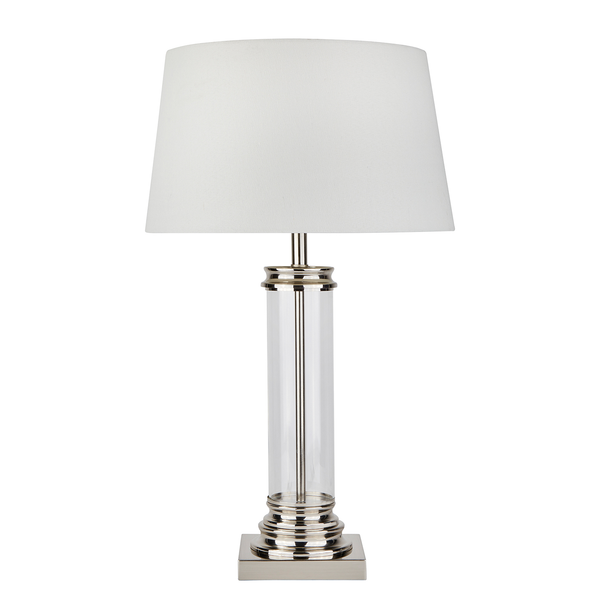 Tischleuchte Pedestal - Mischgewebe / Stahl - 1-flammig - Silber