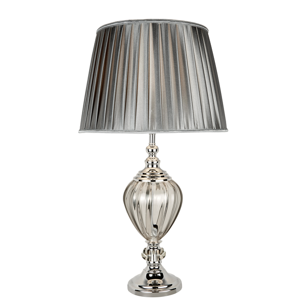 Tischleuchte Greyson - Mischgewebe / Glas - 1-flammig - Silber