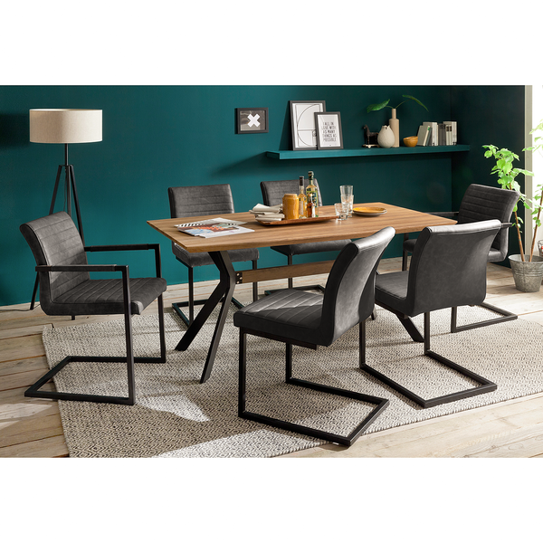 Freischwinger Finga I (2er-Set) - Vintage Kunstleder Kasai: Grau - Schwarz