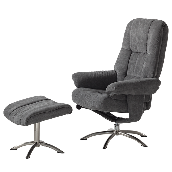 Relaxsessel La Para mit Hocker - Microfaser - Grau