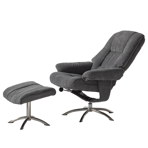 Relaxsessel La Para mit Hocker - Microfaser - Grau