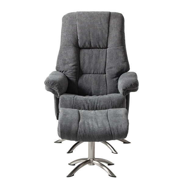 Relaxsessel La Para mit Hocker - Microfaser - Grau
