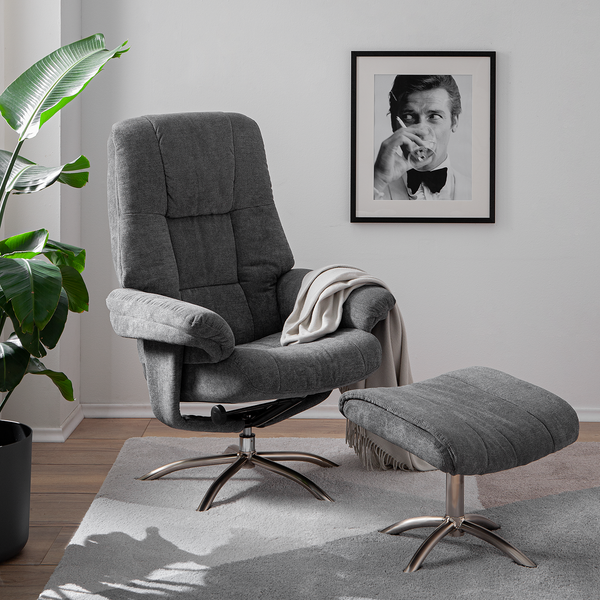 Relaxsessel La Para mit Hocker - Microfaser - Grau