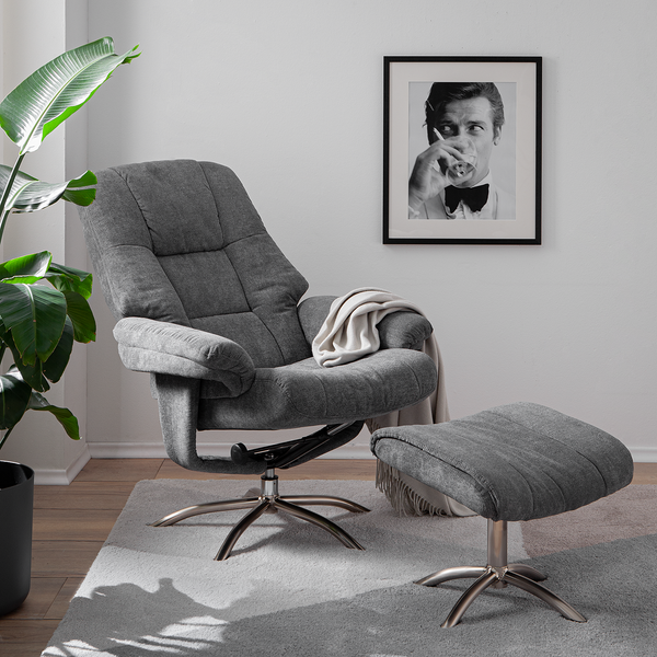 Relaxsessel La Para mit Hocker - Microfaser - Grau
