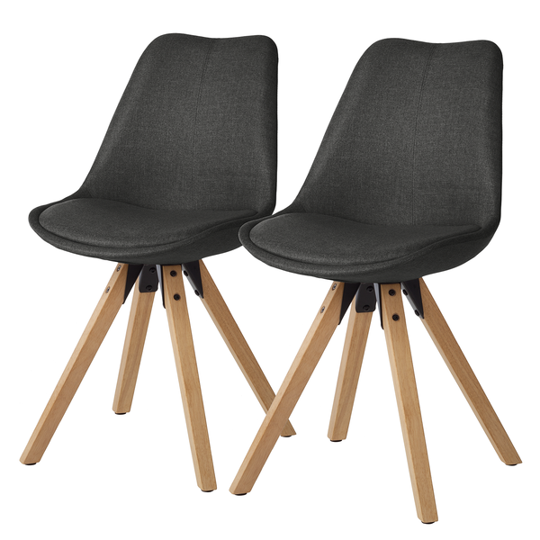 Polsterstuhl ALEDAS - Webstoff Cors: Anthrazit - Braun - 2er Set