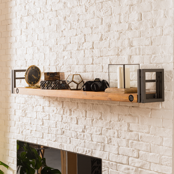 Wandboard MANCHESTER mit Seitenleisten - Akazie massiv / Metall - Akazie / Anthrazit - Breite: 150 cm