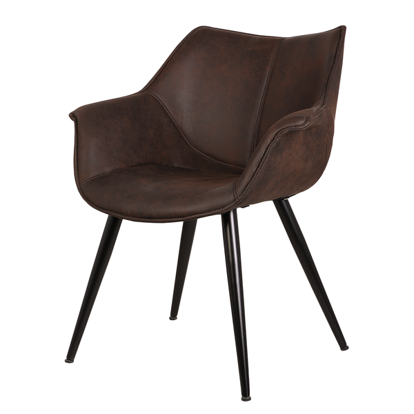 Armlehnenstuhl Kantii II - Microfaser / Metall - Schwarz - Microfaser Colby: Vintage Dunkelbraun - Einzelstuhl