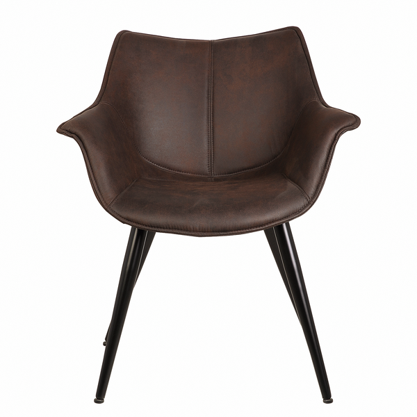 Armlehnenstuhl Kantii II - Microfaser / Metall - Schwarz - Microfaser Colby: Vintage Dunkelbraun - Einzelstuhl