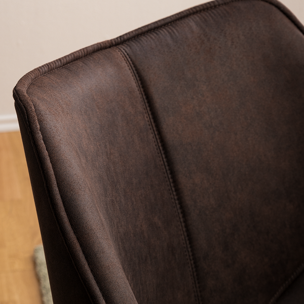 Armlehnenstuhl Kantii II - Microfaser / Metall - Schwarz - Microfaser Colby: Vintage Dunkelbraun - Einzelstuhl