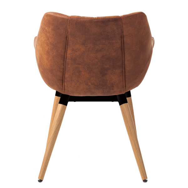 Armlehnenstuhl Lamppi - Microfaser / Eiche massiv - Microfaser Colby: Vintage Cognac - Einzelstuhl