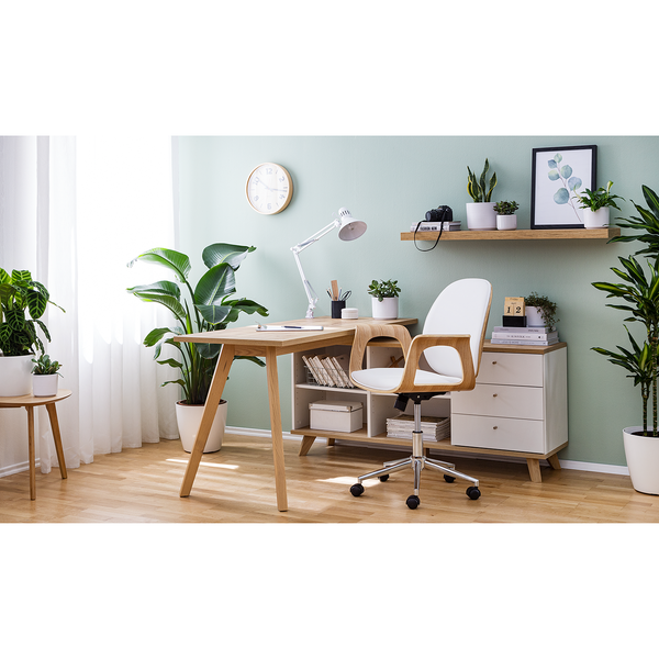 Bürodrehstuhl Kinnula - Kunstleder - Esche / Weiß
