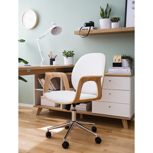 Bürodrehstuhl Kinnula - Kunstleder - Esche / Weiß