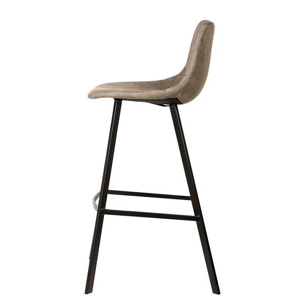 Barstuhl Luhi (2er-Set) - Microfaser / Stahl - Beige / Grau