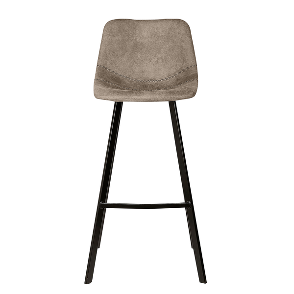 Barstuhl Luhi (2er-Set) - Microfaser / Stahl - Beige / Grau