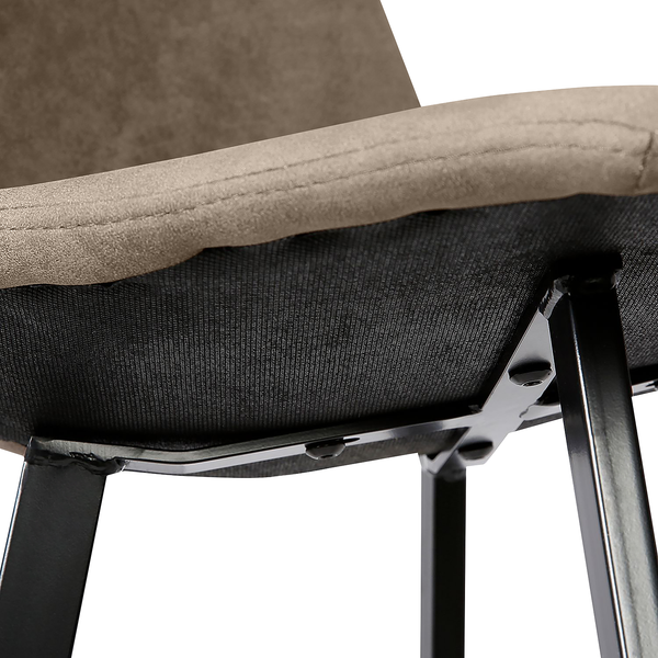 Barstuhl Luhi (2er-Set) - Microfaser / Stahl - Beige / Grau