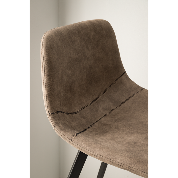 Barstuhl Luhi (2er-Set) - Microfaser / Stahl - Beige / Grau