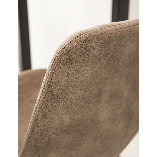 Barstuhl Luhi (2er-Set) - Microfaser / Stahl - Beige / Grau