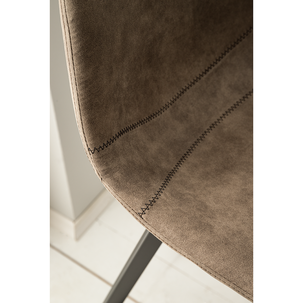 Barstuhl Luhi (2er-Set) - Microfaser / Stahl - Beige / Grau