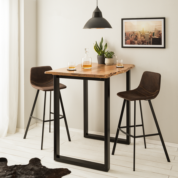 Barstuhl Luhi (2er-Set) - Microfaser / Stahl - Espresso