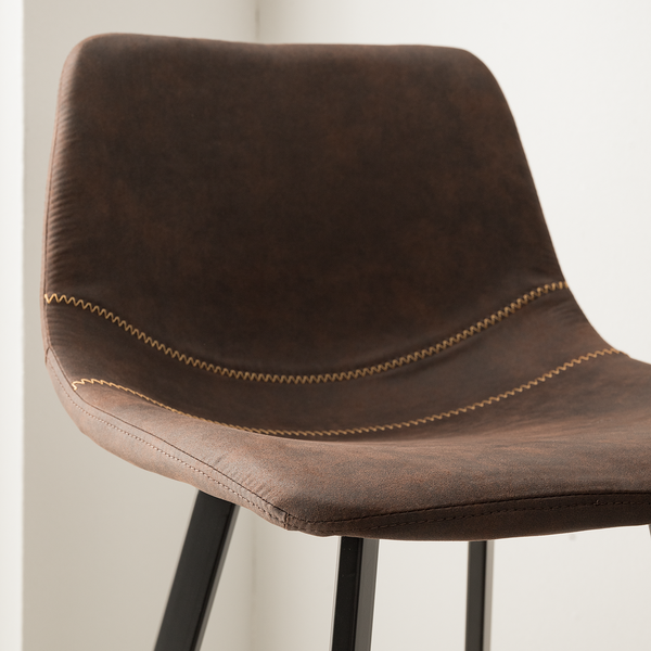 Barstuhl Luhi (2er-Set) - Microfaser / Stahl - Espresso