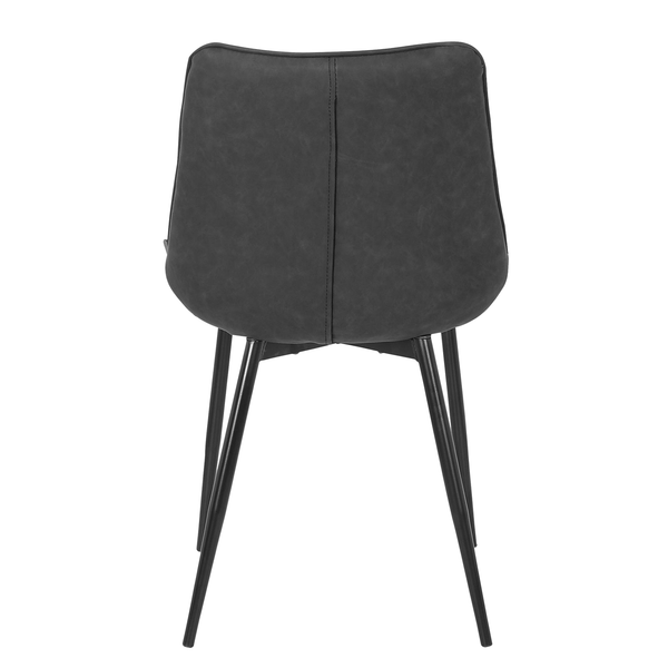 Polsterstuhl Vinni - Kunstleder / Metall - Dunkelgrau / Schwarz - Dunkelgrau - 2er Set