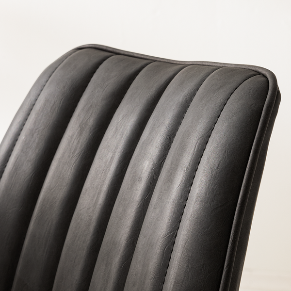 Polsterstuhl Vinni - Kunstleder / Metall - Dunkelgrau / Schwarz - Dunkelgrau - 2er Set