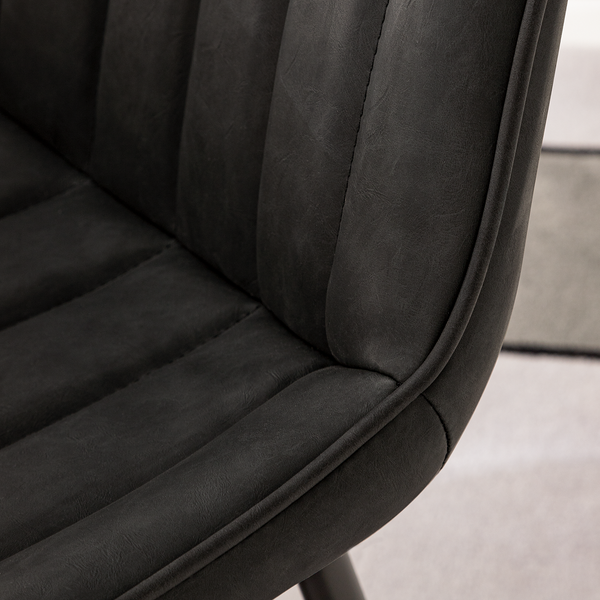 Polsterstuhl Vinni - Kunstleder / Metall - Dunkelgrau / Schwarz - Dunkelgrau - 2er Set