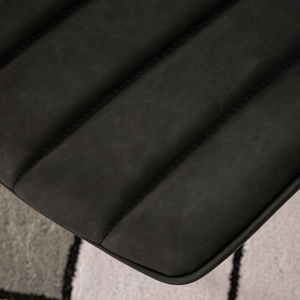 Polsterstuhl Vinni - Kunstleder / Metall - Dunkelgrau / Schwarz - Dunkelgrau - 2er Set