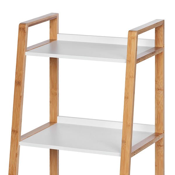 Regal Finja I - Bambus teilmassiv - Weiß / Bambus - Höhe: 76 cm