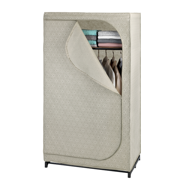 Kleiderschrank Balance II - Vlies / Metall - Taupe / Schwarz