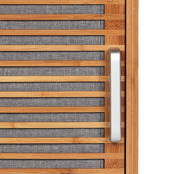 Garderobenbank Bahari - Webstoff / Bambus massiv - Grau / Bambus