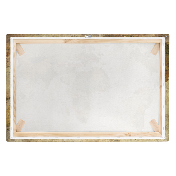 Bild Weltkarte - Leinwand /  Massivholz Fichte - Mehrfarbig - 90 x 60 cm
