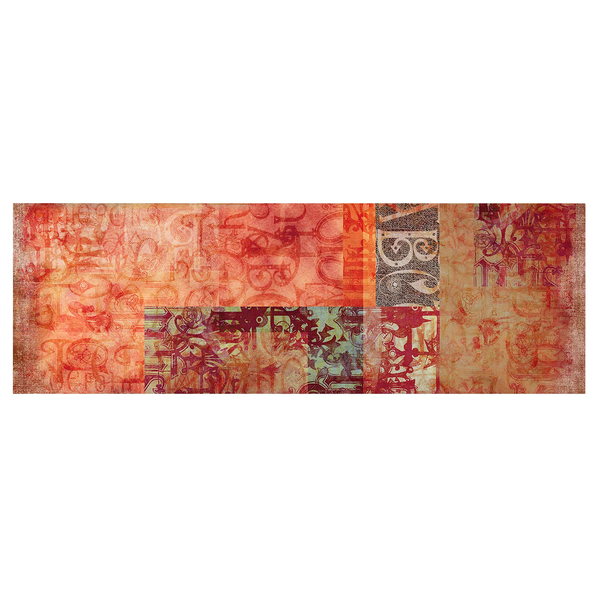 Bild Schriftmuster - Leinwand /  Massivholz Fichte - Mehrfarbig - 90 x 30 cm