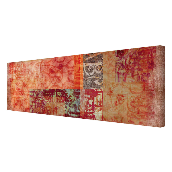 Bild Schriftmuster - Leinwand /  Massivholz Fichte - Mehrfarbig - 90 x 30 cm