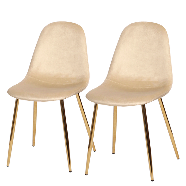 Esszimmerstuhl Yoyce II - Samt Tiru: Beige - 2er Set