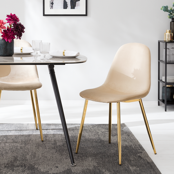 Esszimmerstuhl Yoyce II - Samt Tiru: Beige - 2er Set