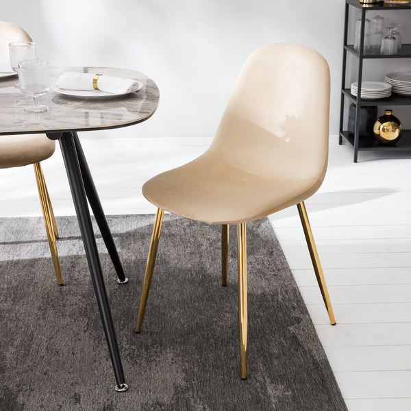 Esszimmerstuhl Yoyce II - Samt Tiru: Beige - 2er Set