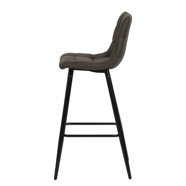 Barstuhl Donnell (2er-Set) - Microfaser / Stahl - Schwarz - Anthrazit