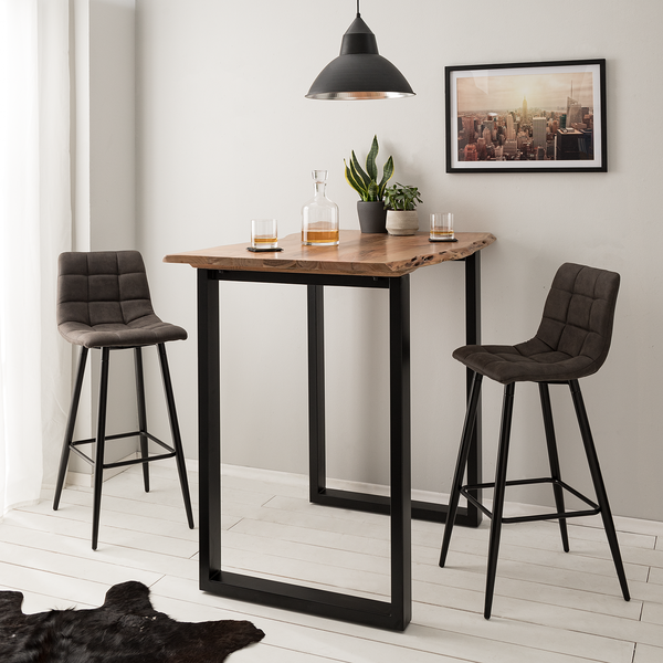 Barstuhl Donnell (2er-Set) - Microfaser / Stahl - Schwarz - Anthrazit