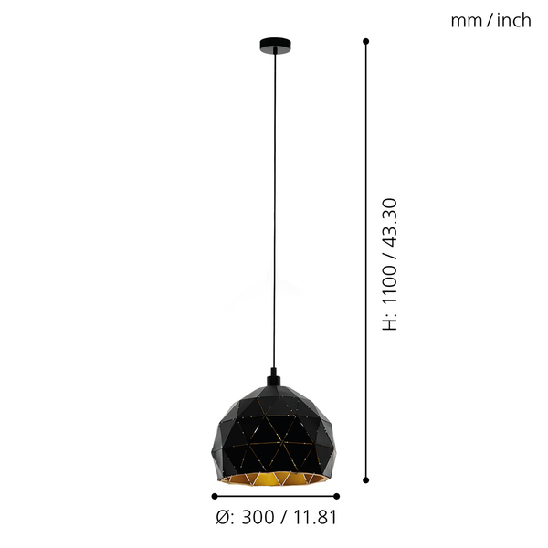 Pendelleuchte Roccaforte I - Stahl - 1-flammig - Schwarz