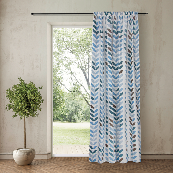 Fertigschal Silvio - Bio-Baumwolle - Weiß / Blau