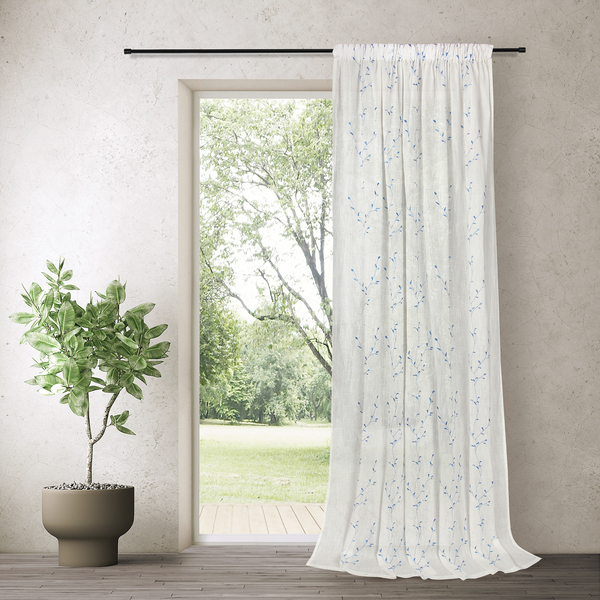 Fertigschal Luisa - Bio-Baumwolle - Weiß / Nebelblau