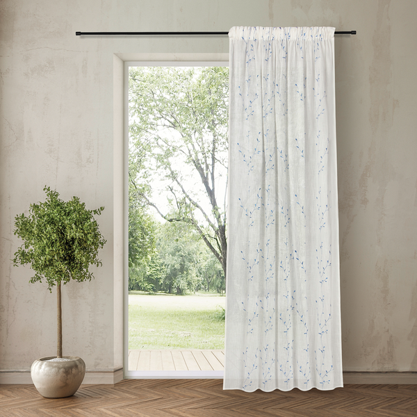 Fertigschal Luisa - Bio-Baumwolle - Weiß / Nebelblau